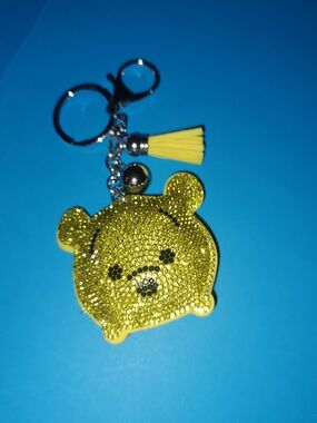 New! Rhinestone Winnie Pooh Bear Keychain with Tassel